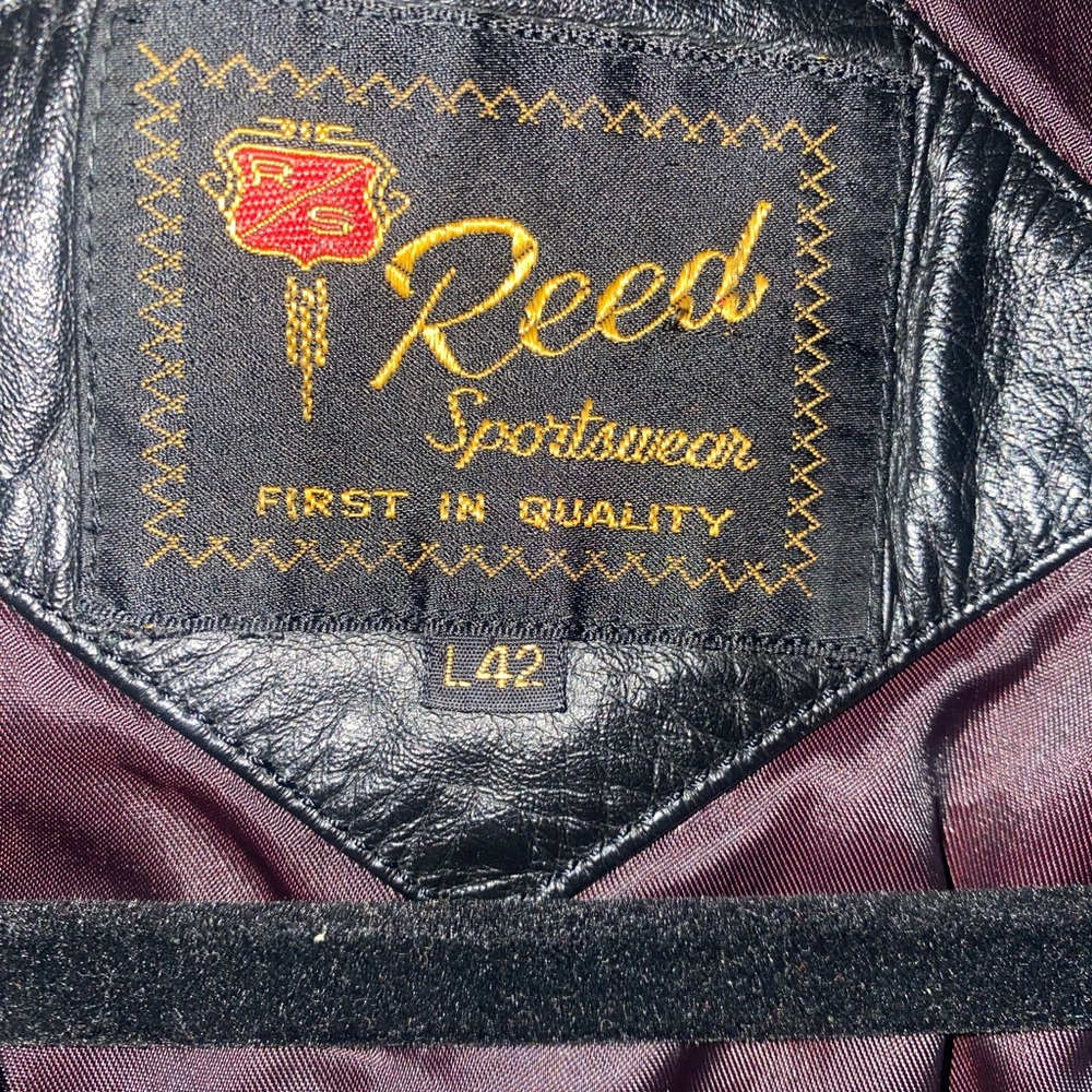Vintage Reed Sportswear Black Leather Bomber Flight Aviator Jacket Mens Size 42 - Picture 9 of 9